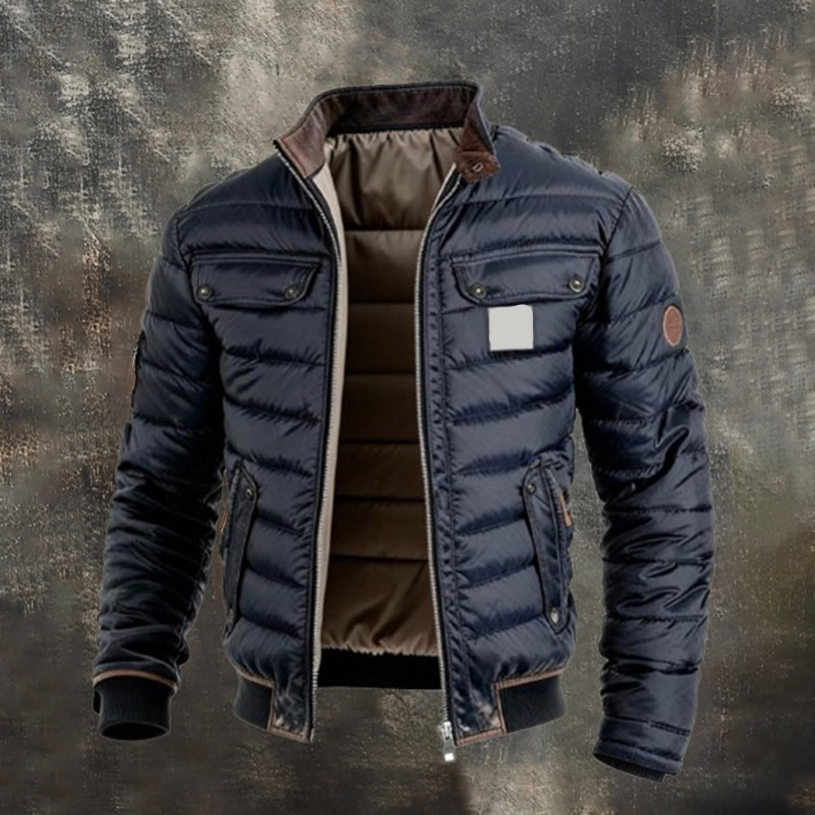 Generisch Giacca trapuntata in tessuto misto con inserti a contrasto per attività casual all'aria aperta, caldo cappotto con cerniera