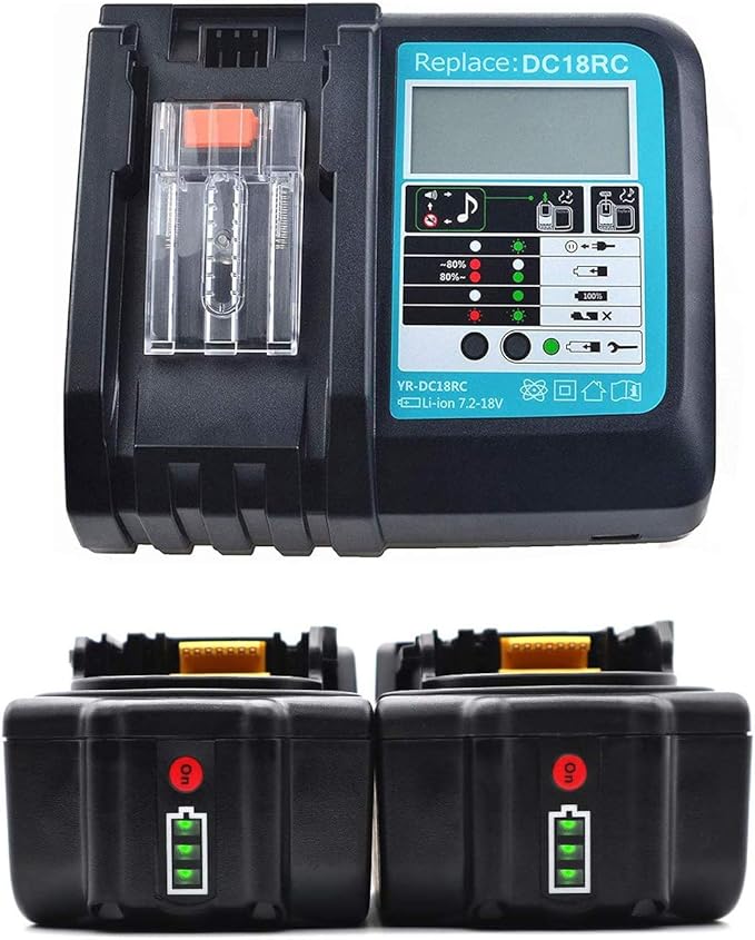 2x 18V 5.0Ah BL1850 B Replacement Battery With 4A 110V DC18RD Dual - View #4