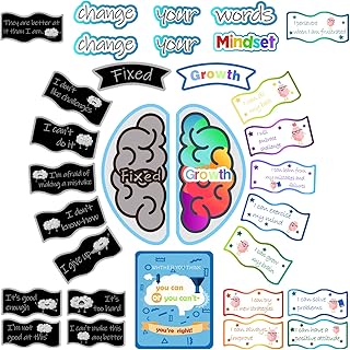 KOOTAU 31 Pcs Growth Mindset Posters, Motivational Poster Growth Mindset Bulletin Board Set Homeschool or Classroom Decorations for Teachers Students School Bedroom Playroom Decorations