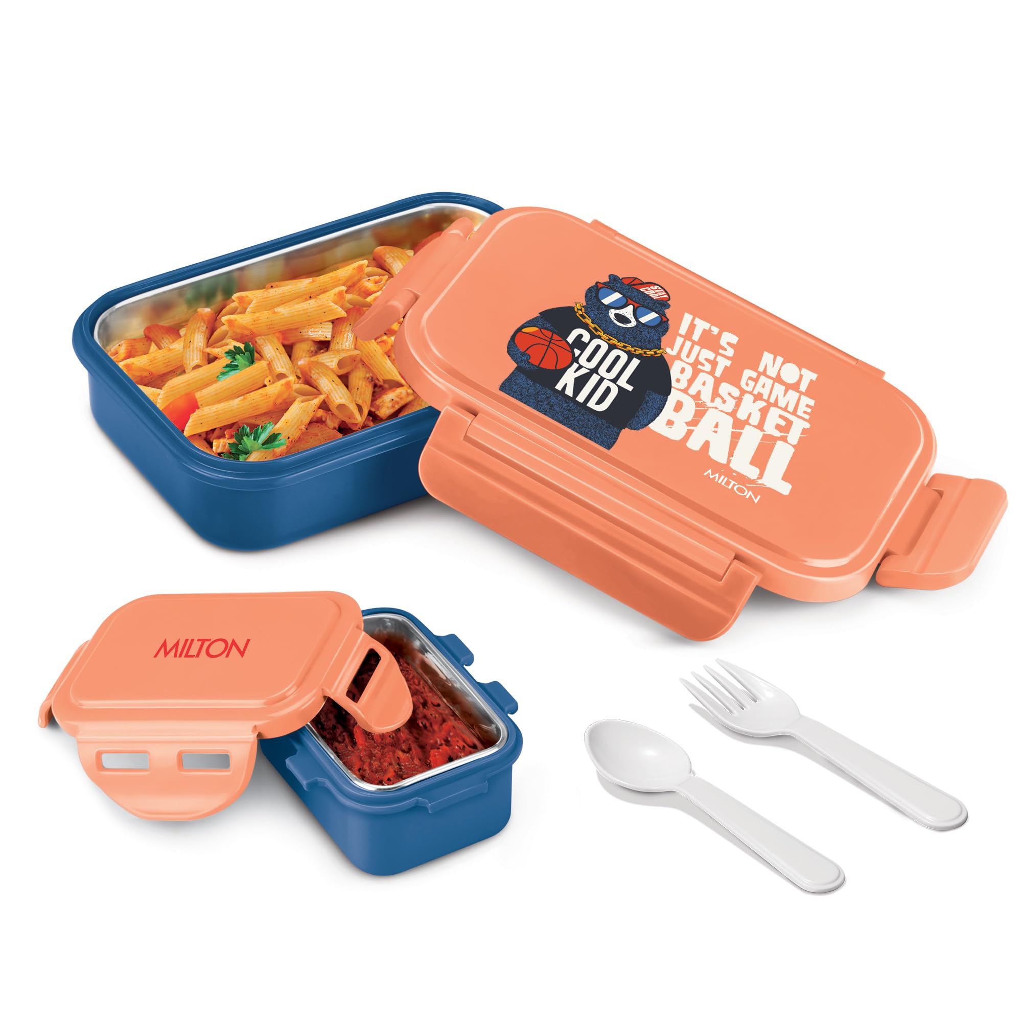 MILTON Candy Steel Tiffin Lunch Box for Kids with Inner Stainless Steel Container I Leak Proof Tiffin Box with Spoon & Fork | BPA-Free, Compact & Durable I for School, Picnic, 520 ml, Purple — Amazon image 10