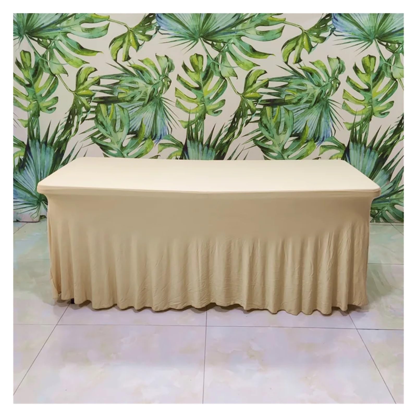 Set van 2 stuks witte spandex tafelrok voor rechthoekige tafel van 1,8 m, kreukbestendig, getailleerd, spandex tafelkleed tafelkleed met rok voor bruiloft, banketten, beurzen, feestevenementen Set van 2 stuks witte spandex tafelrok voor rechthoekige tafel van 1,8 m, kreukbestendig, getailleerd, spandex tafelkleed tafelkleed met rok voor bruiloft, banketten, beurzen, feestevenementen