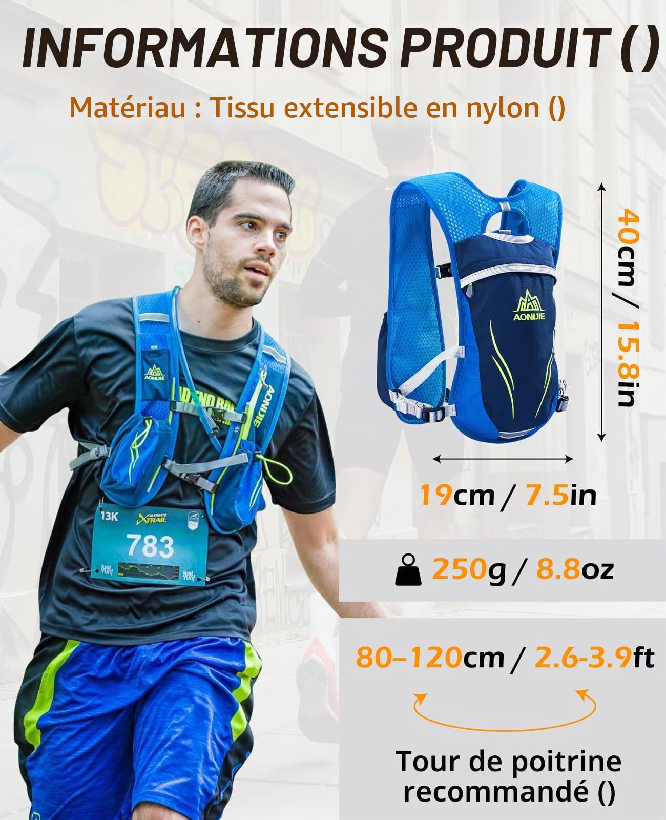 TRIWONDER Sac Trail 5,5L Gilet d'Hydratation Sac à Dos Hydratation Léger pour Marathon Randonnée VTT Course Running Homme Femme