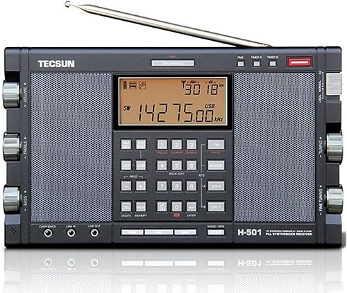 Tecsun H501 - Radio digital de onda corta AM/FM de onda corta con recepción SSB, altavoces duales y reproductor de MP3, negro mate
