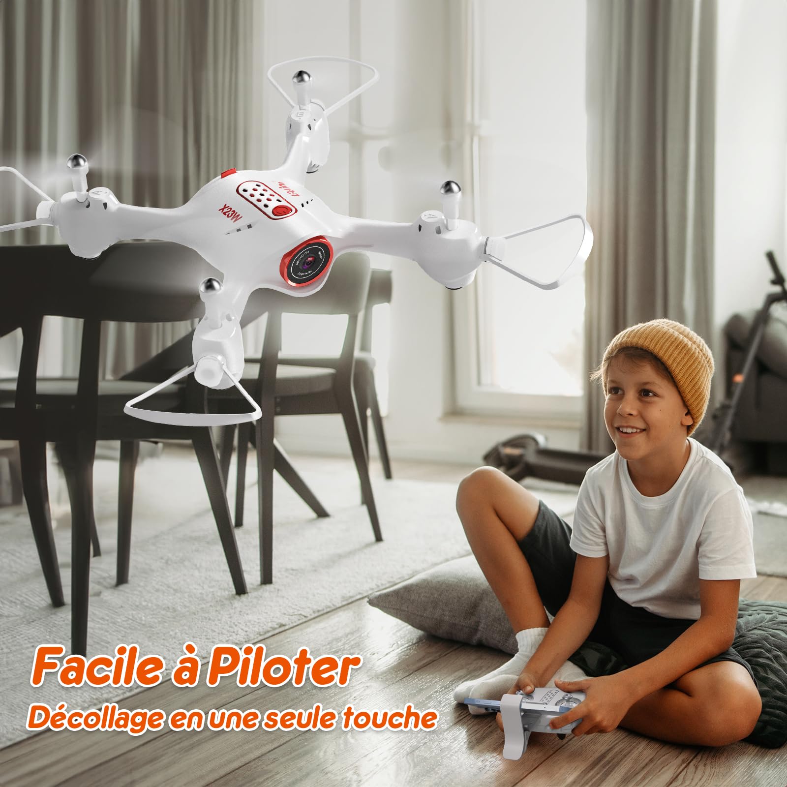 Loolinn | Drone comme Cadeau pour Enfants - Drone avec Camera, Transmission Vidéo en Temps Réel, Très Facile à Piloter, Lumières LED/Certification C0 Approuvée(Cadeau pour Garçons et Filles)