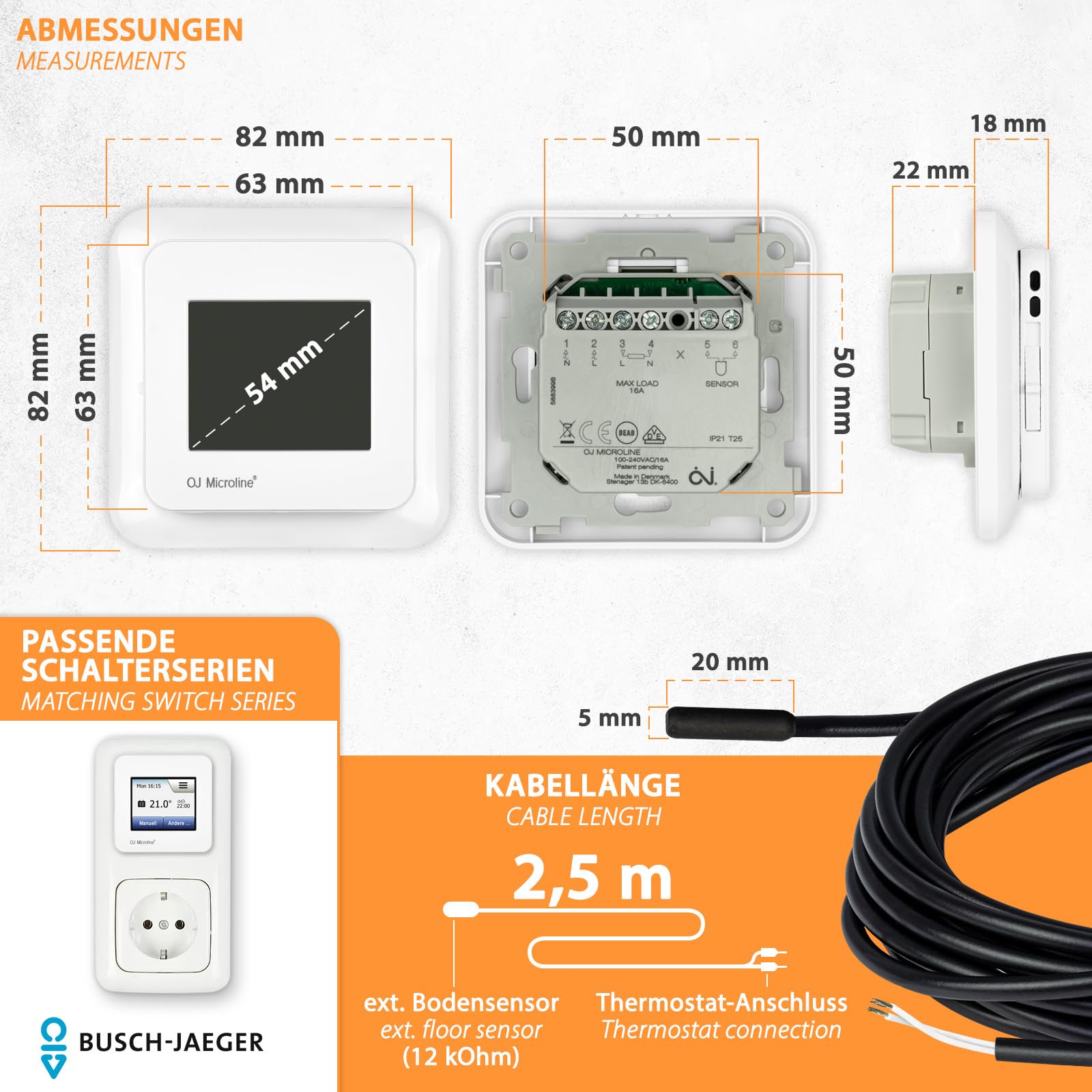 Chauffage électrique 7 m² pour caravane, camping-car + thermostat OCD5 Kit complet
