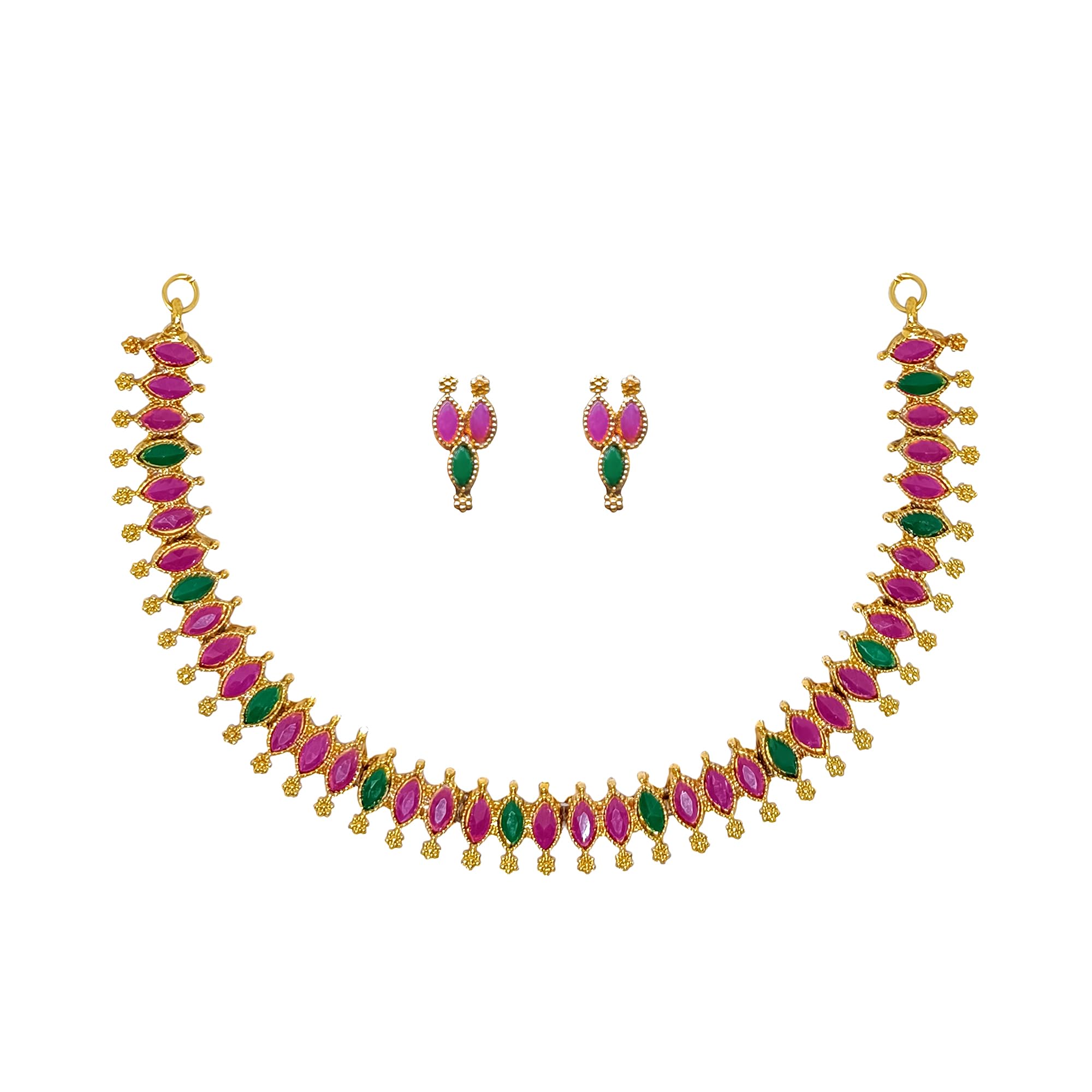 American Diamond Choker Necklace Set with Earrings for Women & Girls | Stylish MultiColour Choker Necklace Set for Women | Birthday Gift for Girls & Women (Golden) (B0D5QF6T7L) Amazon Price History, Amazon Price Tracker