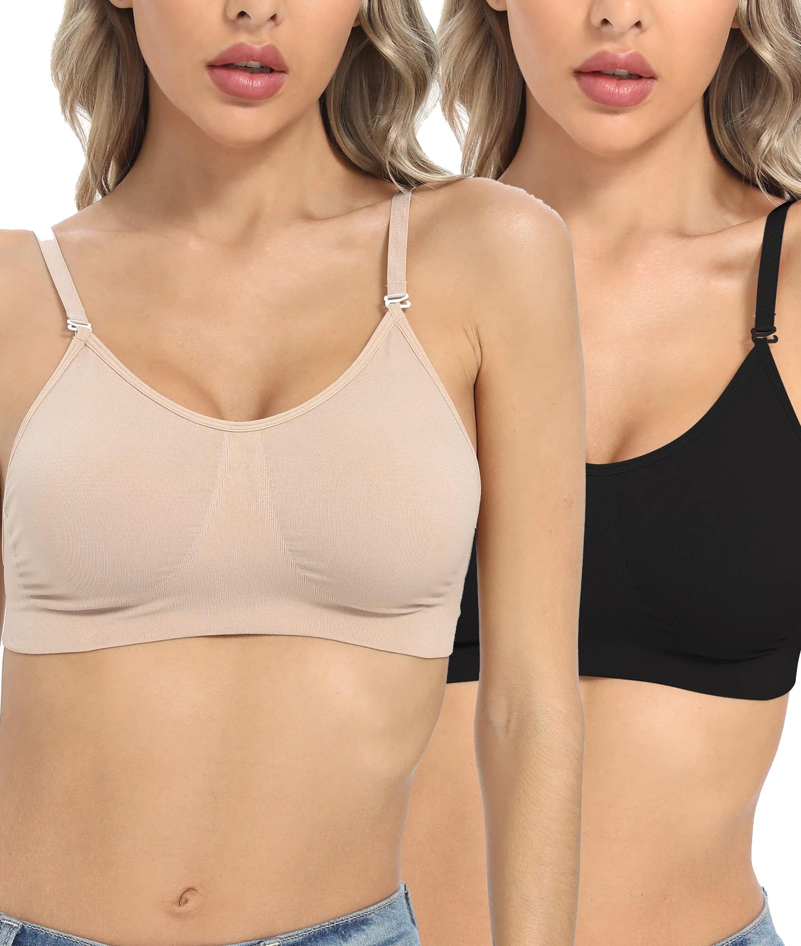 OBICUM Backless Clear Back Bra Convertible Wireless Dance Bra