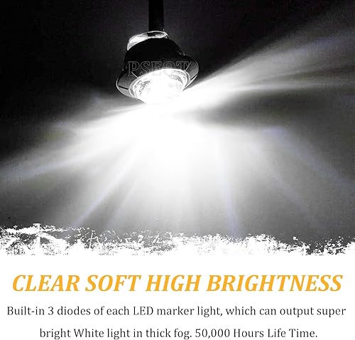 Miniatura 2 de PSEQT Luces LED redondas de 34 pulgadas para marcador lateral delantero trasero superior indicadores luz trasera impermeable para remolque, camión,