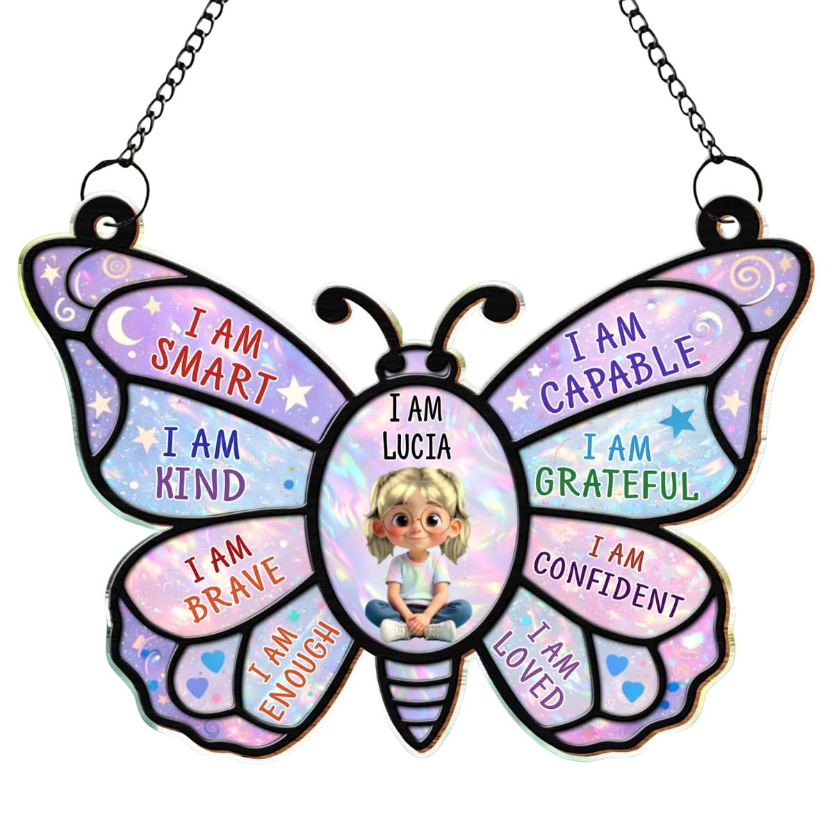 I Am Smart Kind Brave Butterfly Personalized Suncatcher Gift For Daughter I Am Smart I Am Kind I