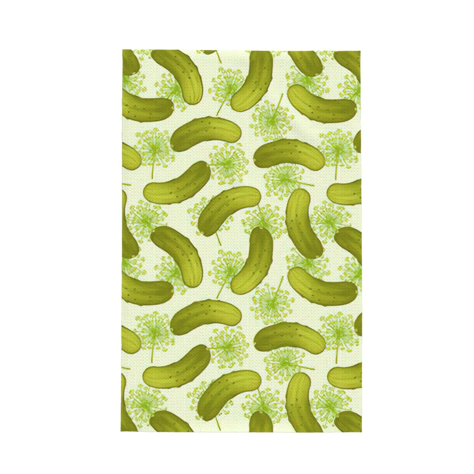 CKGODGF Sushi Dill Pickles Print Absorbent Waffle Dishcloths,Kitchen Towels With Hanging Loops,Tea Towels.