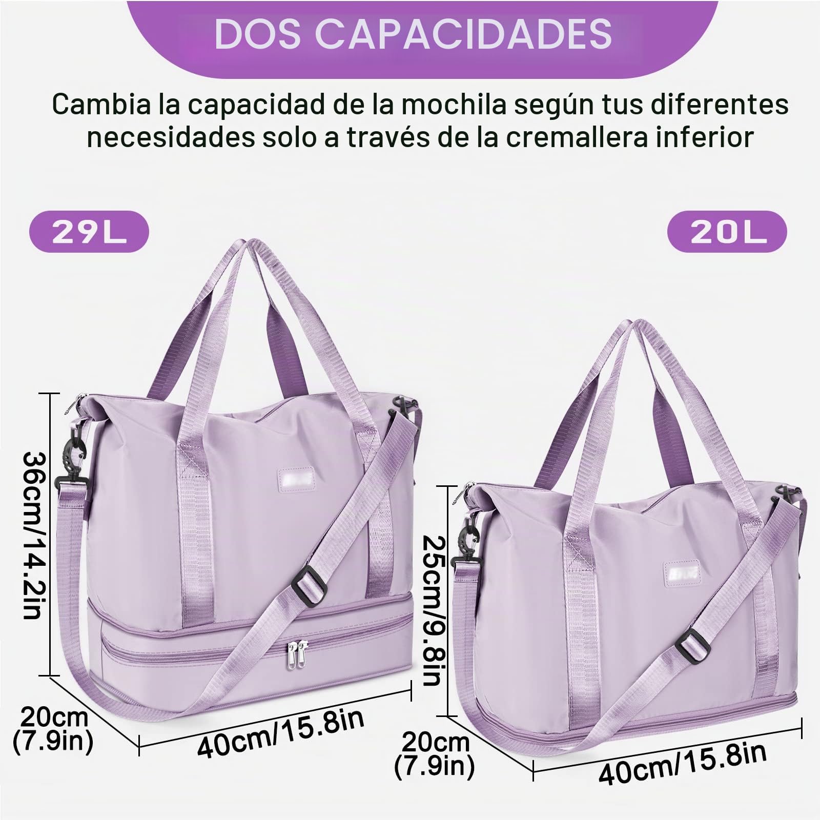 Bolsa de Viaje, CS COSDDI Plegable Bolsas Gimnasio de Viaje, Impermeable Bolsa de Viaje Mujer Fin de Semana, Grande Bolsa de Lona con Bolsillo húmedo y para el Hombro
