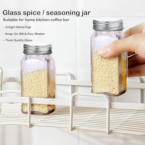 Miniatura 3 de ATB Salero y pimentero estilo granja, salero de vidrio fresco, con tapa de acero inoxidable, para una variedad de condimentos (cilindro cóncavo y