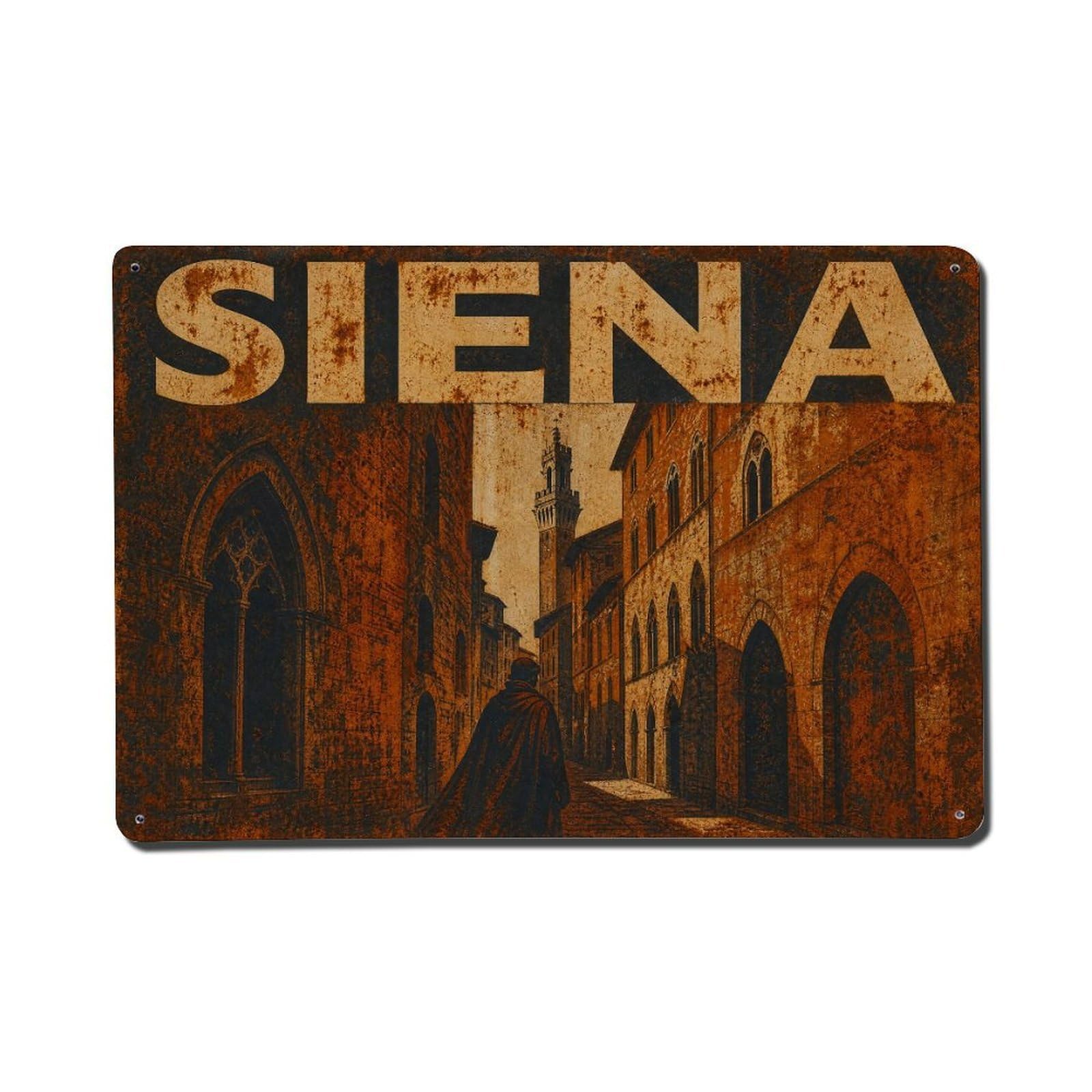 Huiyhb 8X12inch(20X30cm) Vintage Travel Siena Historic Streets Narrow Alleys Italy Metal Tin Sign