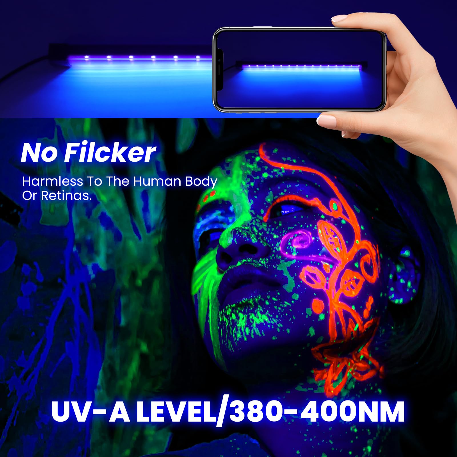 4 Pièces 5V USB Barres De Lumière Noire Portable, 10w UV LED Tube Lampe Violette Black Light pour Halloween Noël Soirée Body Painting Affiche Poster Fluorescente