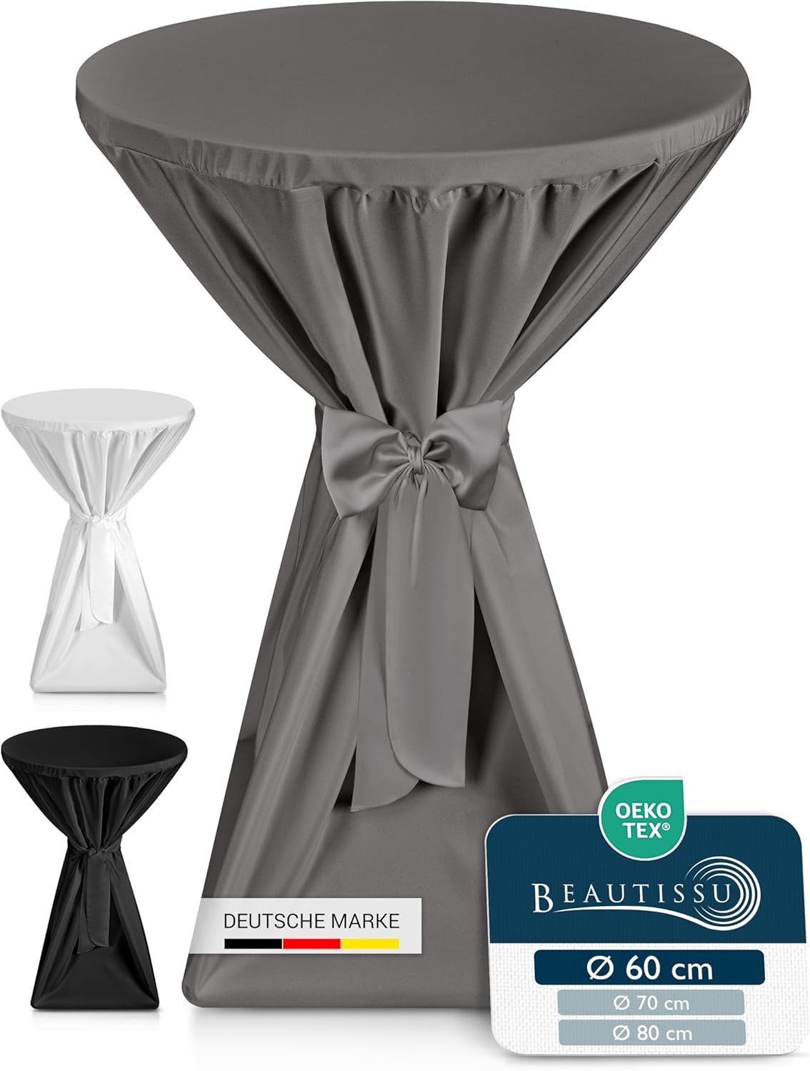 Beautissu Premium Standing Table Cover, Opaque, Anthracite, Diameter 60
