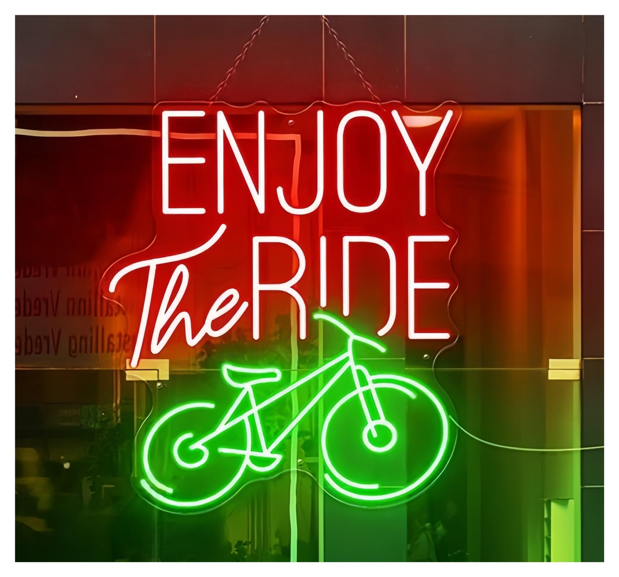 Shouxi C Sign Lamp Enjoy The Ride Neon Sign Fitness Exercise Bike Garage Wall Decor 48X56cm(C)