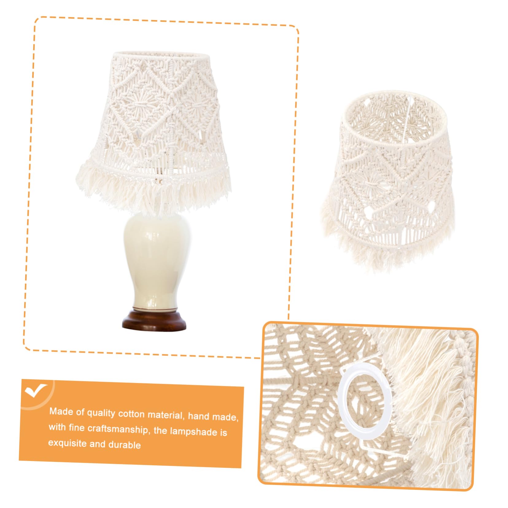 BESTonZON 1kawałek Klosz Lampy z Makramé Stylu Boho Ręcznie Wykonany Abażur Do Lampy Stojącej Elegancka Dekoracja Do Salonu i Sypialni Woven Cotton Rope Shade