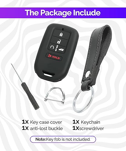 Miniatura 2 de RACOONA Funda de silicona para llavero de automóvil, con llavero, protector para llave de automóvil, protector remoto sin llave, funda para llave