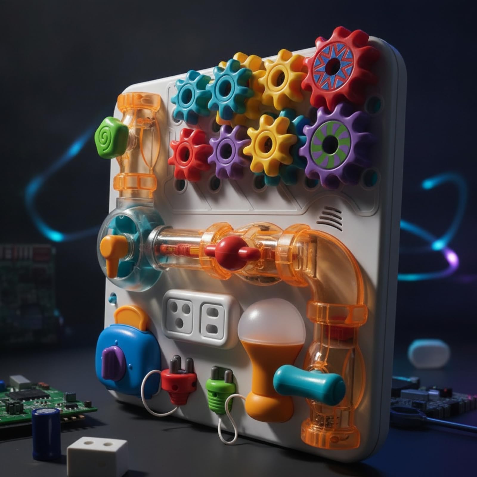 predolo Busy Board per Bambini Interattivo | Ingranaggi da Girare e Premere, Pannello Sensoriale educativo, Giocattolo, per Stanza Giochi, Cameretta, Asilo, Neonati