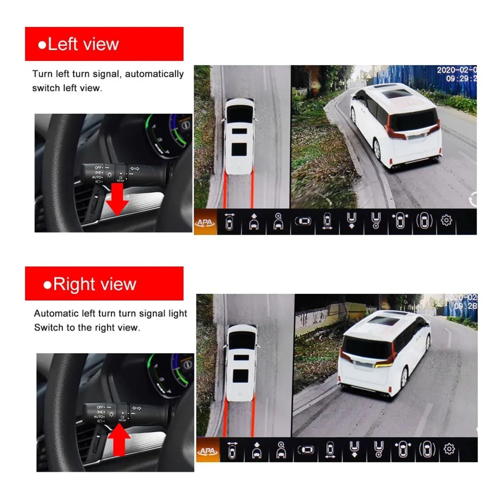 Rückfahrkamera Auto AI 3D 360 Kamera Surround View System Fahren Mit Vogelperspektive Panorama System Autokamera 4 CH Hinten/Vorne/Links/Rechts