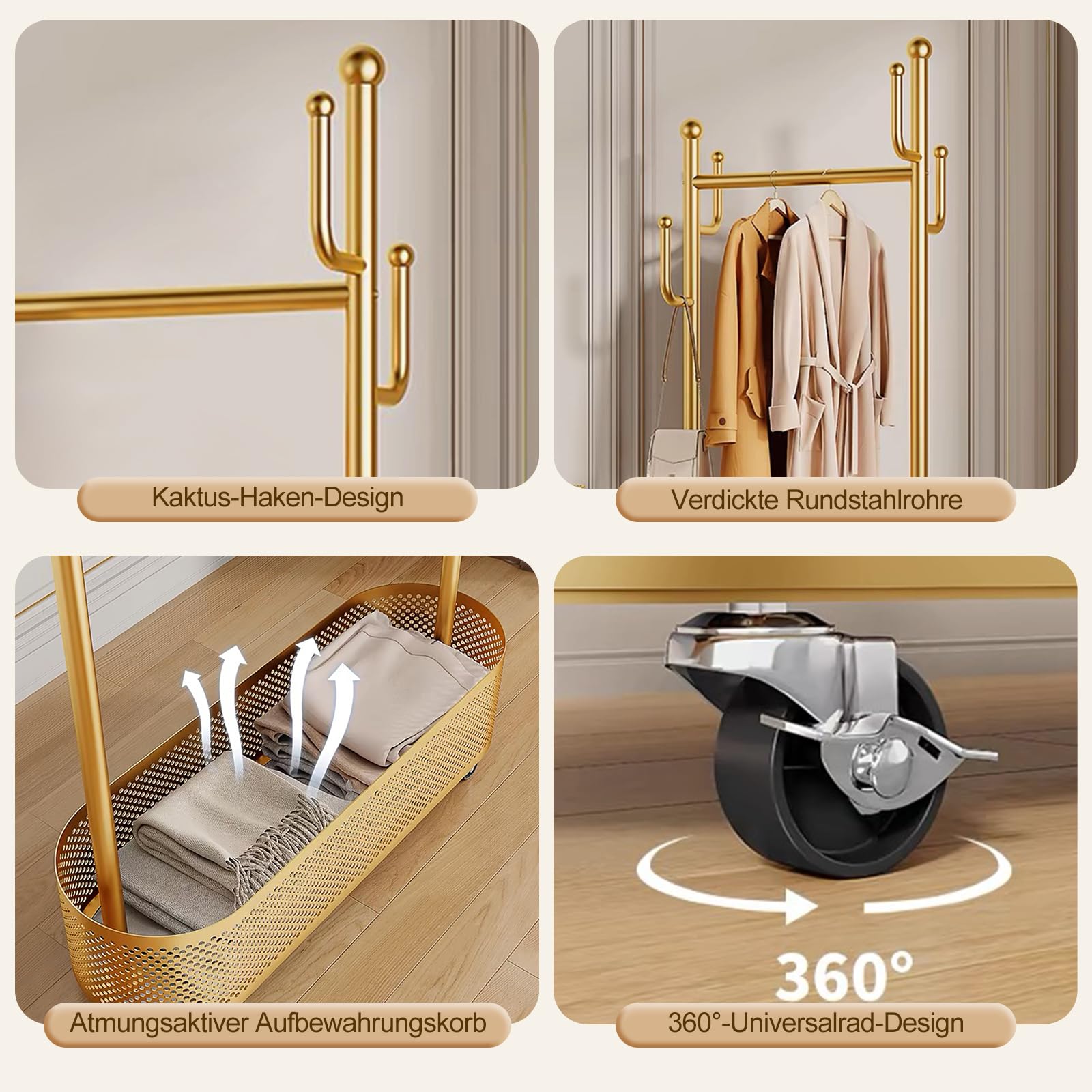 Ergocar Garderobenständer. Eine Jacken-Hutablage mit Korb, multifunktionales Design. Es lässt sich stabil um 360°bewegen und eignet sich für die Platzierung im Bett, im Wohnzimmer und auf der Veranda.