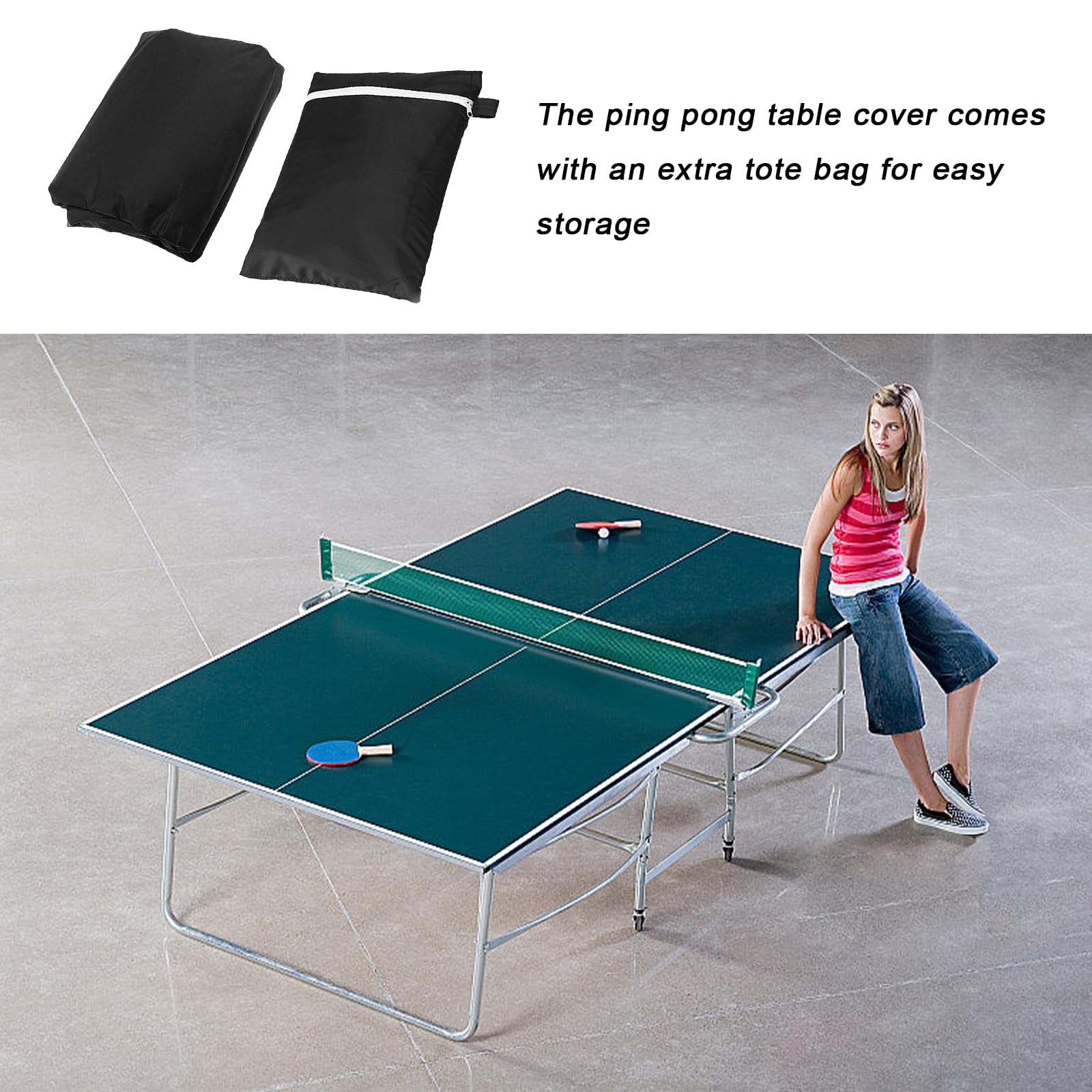 Copertura per tavolo da ping-pong, per esterni, impermeabile, antivento, resistente ai raggi UV, in tessuto Oxford, ping-pong, copertura per tavolo da ping pong, 185 × 70 × 165 cm