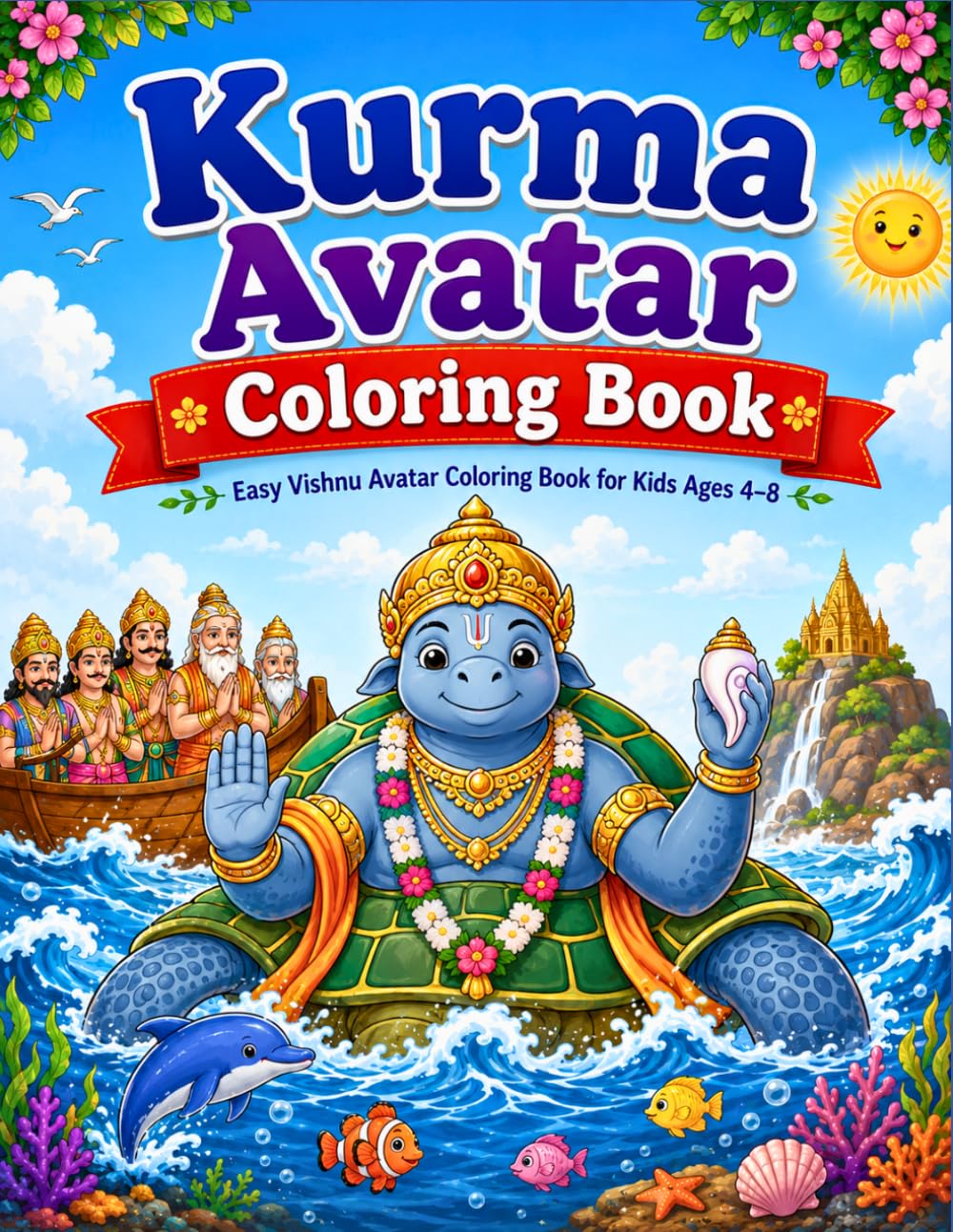 Das Avatar: Kurma Coloring Book: Simple Vishnu Avatar Coloring Book for Kids Ages 4–8 (Das Avatar Coloring Book Series)