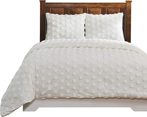 Miniatura 2 de Better Trends Colección de edredón 100% algodón, diseño Athenia, juego de cama tamaño matrimonialqueen en marfil, edredón de cama único y lujoso,