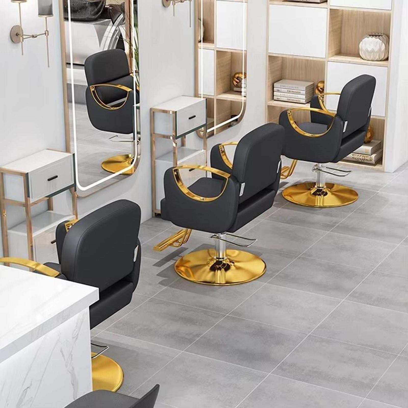Eleganckie krzesło fryzjerskie i salonowe, luksusowe, ergonomiczne krzesło do stylizacji dla najwyższego komfortu i wsparcia, tapicerka o regulowanej wysokości, dla profesjonalistów