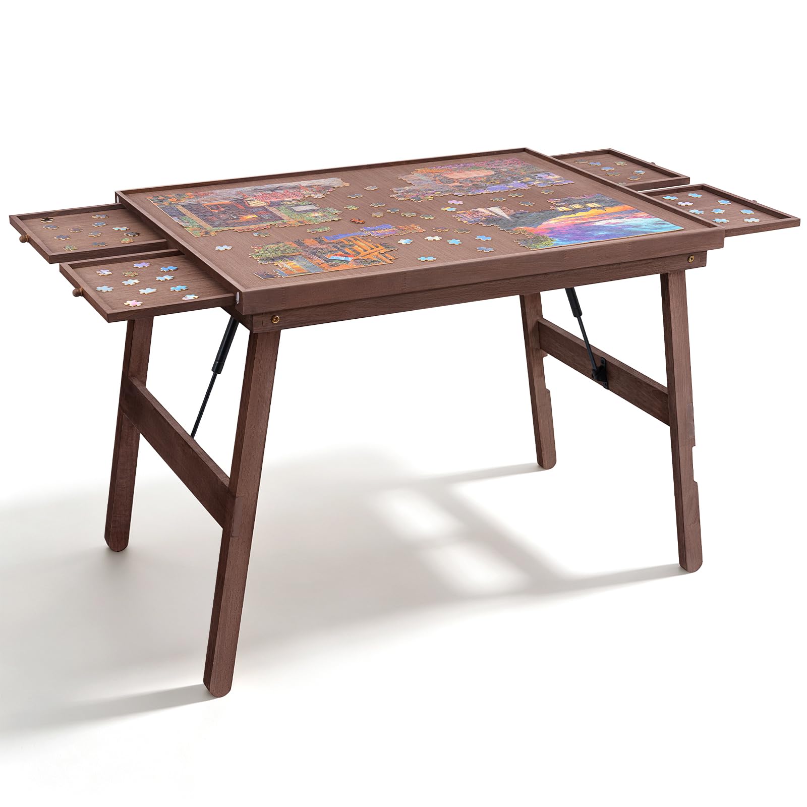 TEAKMAMA Table de puzzle sans assemblage, 1500 pièces de 70,1 cm de hauteur