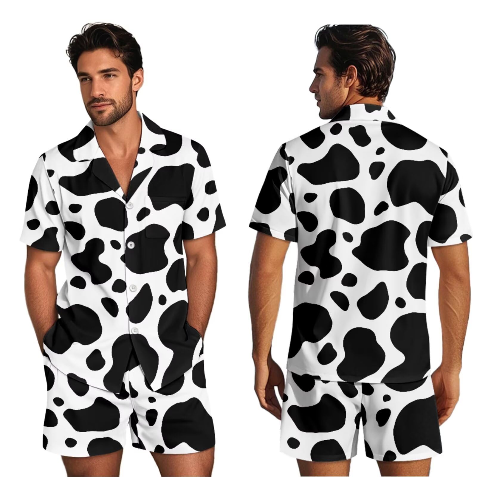 Conjunto de pijama a juego para parejas, de manga corta, con botones, ropa de dormir