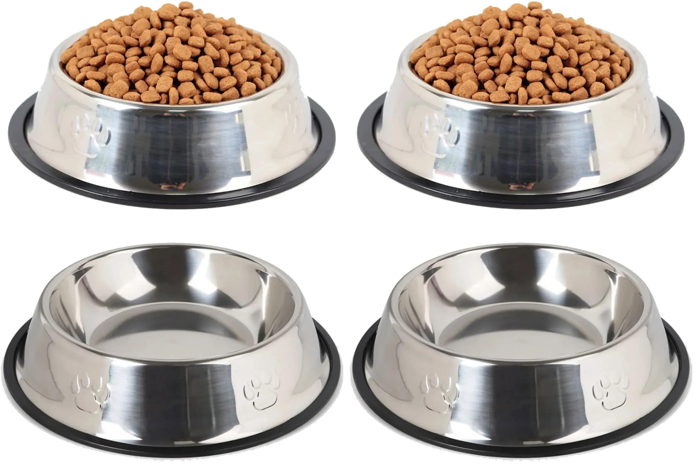 FETHİYE TOPTAN Metal Kedi ve Köpek Mama Ve Su Kabı Paslanmaz Çelik Kaymaz Tabanlı (2 paketi)