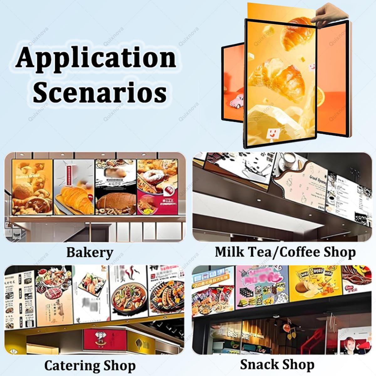 Tablero publicitario con Caja de luz LED para Tiendas, Tablero de menú retroiluminado Ultrafino para restaurantes y Tiendas, Pantalla LED Horizontal/Vertical HorizontalScreen-30×40cm