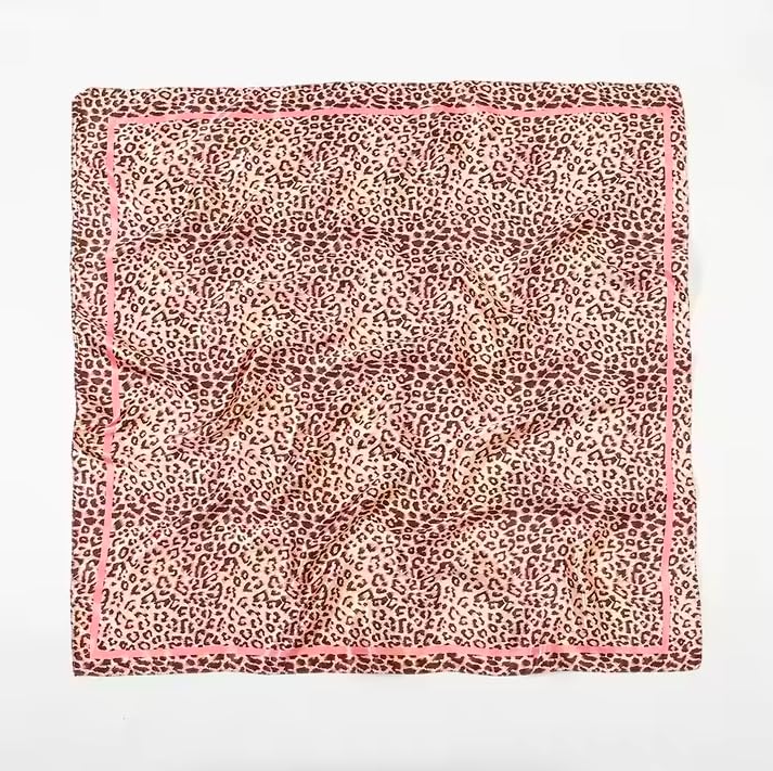 Secret for Longevity Large Square Black Pink Leopard Cheetah Animal Print Polyester Silk Scarf Women's Scarves Hijab Shawl Pashmina Headband Bandana 36" x 36" inches (3' Feet!) Square3