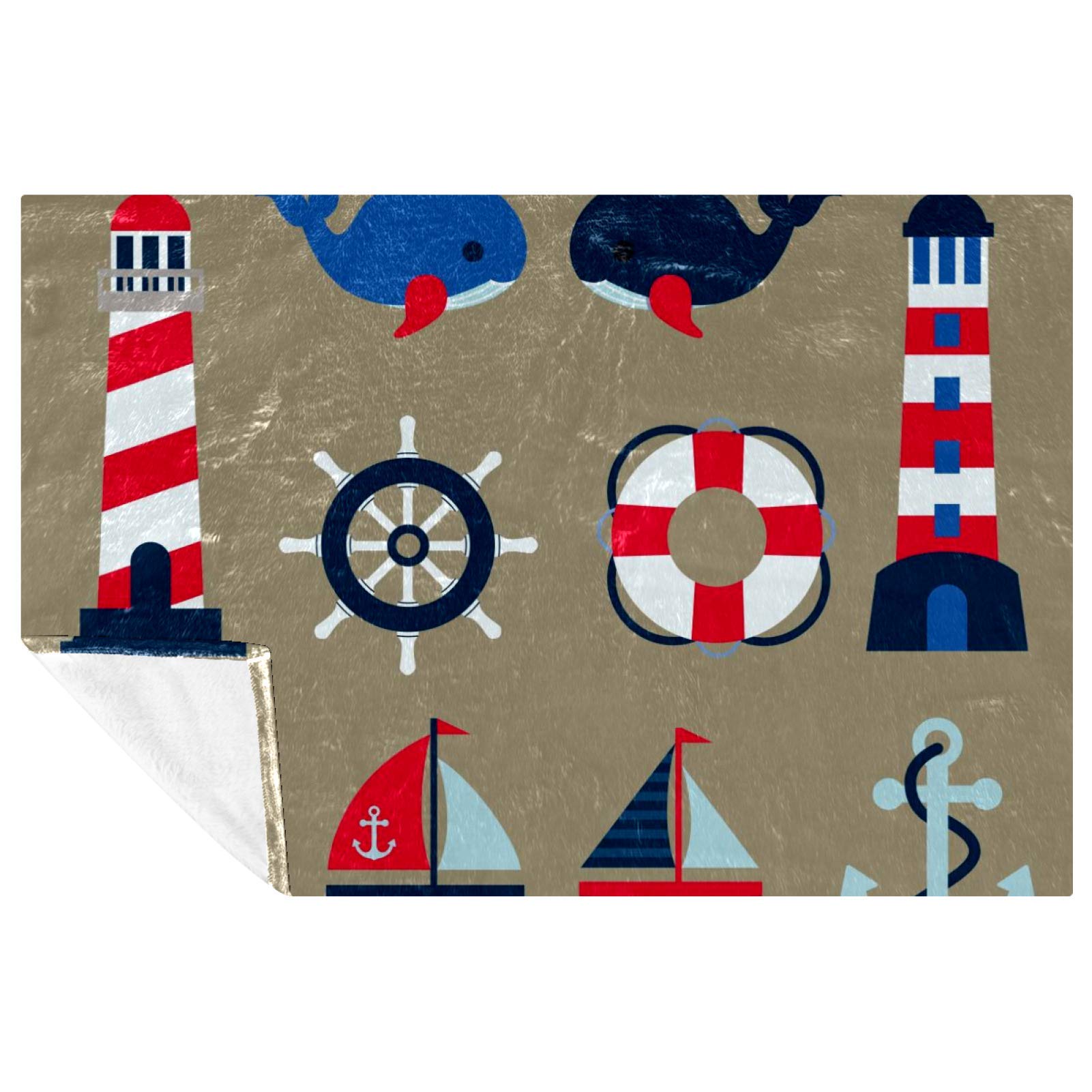 Couverture chaude motif phare 150x100 cm aux finitions haut de gamme