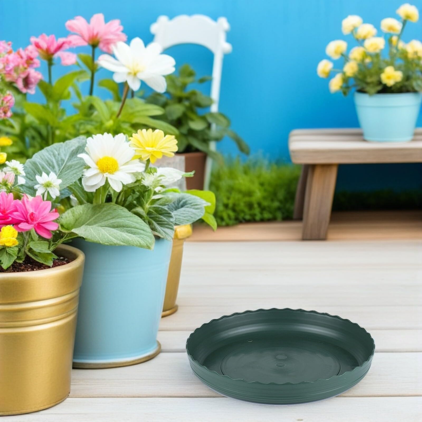 TOYANDONA 20 Piezas Platillos para Plantas Redondos Base para Macetas de Plástico Grueso Bandejas Impermeables para Jardín Interior y Exterior Protección Antigoteo para Plantas