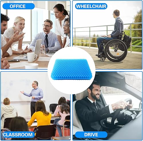 Miniatura 7 de Cojín de asiento de gel más fresco para silla de ruedas, transpirables y frescos, estructura elástica de panal de abeja, alivio de presión, cojín de