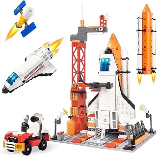 Space Exploration Space Shuttle Toys for 6 7 8 9 10+ Years Boys STEM Space Building kit Toys with Heavy Duty Transport Rocket and Launcher, Great Gift for 6+ Years Old Boys (494PCS)