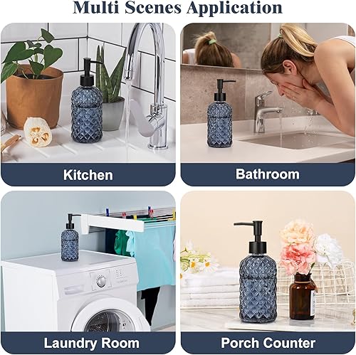 Miniatura 4 de Dispensador de jabón de vidrio con bomba de plástico (1, azul gris)