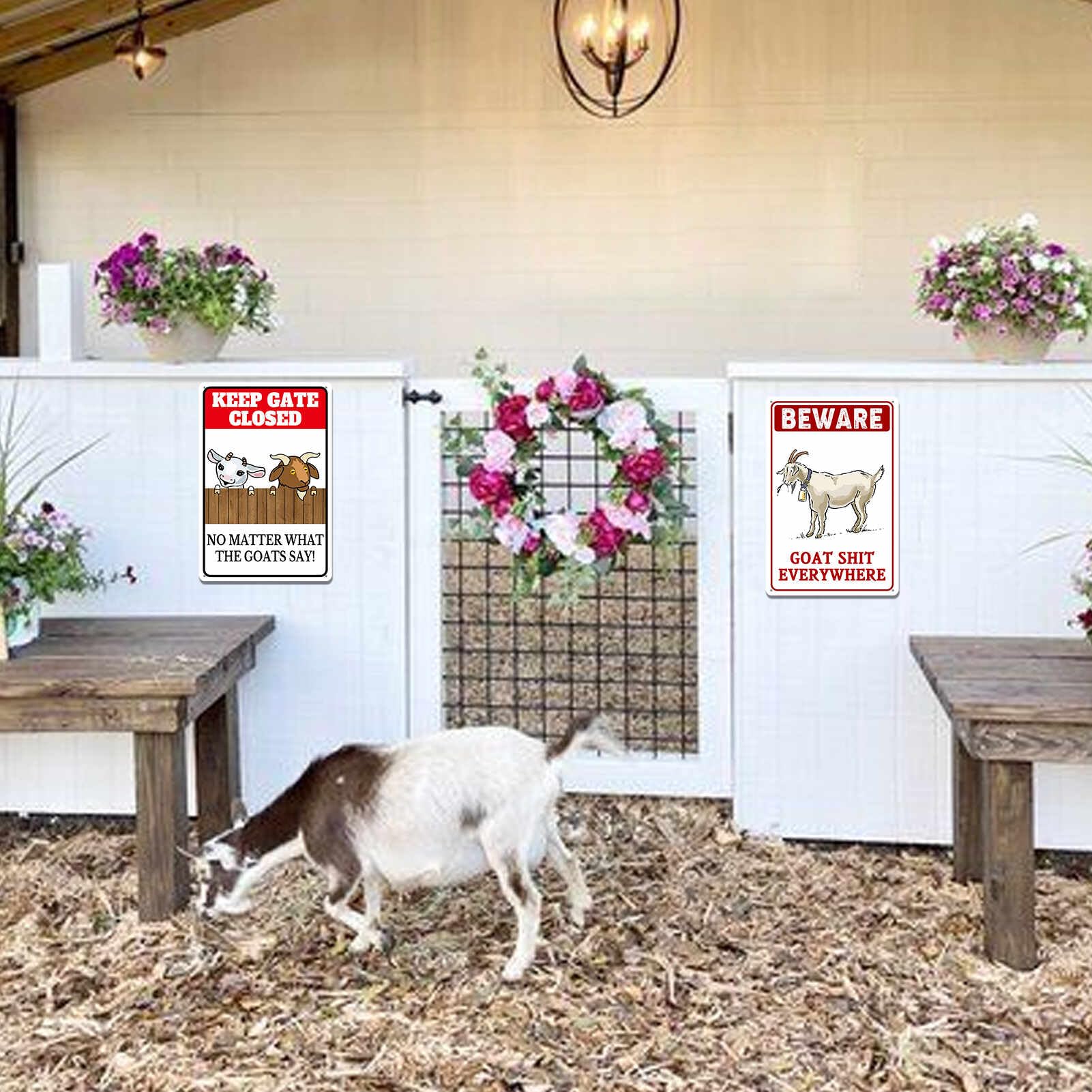 Targa In Metallo Vintage "Welcome To My Goat Farm" - 30x20 Cm, Con Logo Fattoria, Decorazione Da Parete Per Casa E Campagna