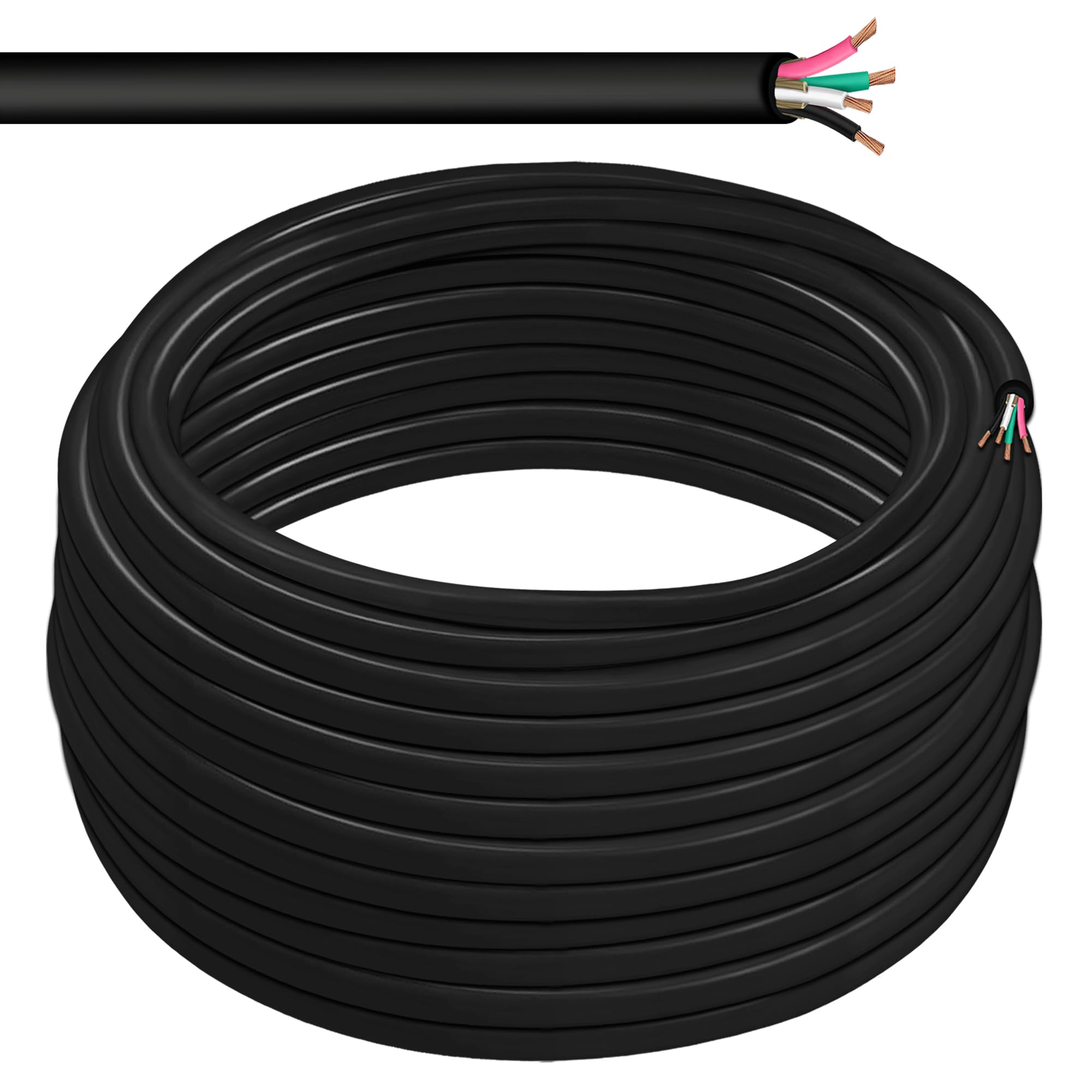 16/4 SOOW 16 AWG 4 Conductor 600 Volt Portable Power Cable - 100 Foot Roll in a Bag