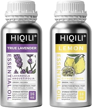 HIQILI 16 fl oz Lavender and Lemon Essential Oil Large Capacity, 100% Natural for Aromatherapy, DIY Cleaning & Househlod Use