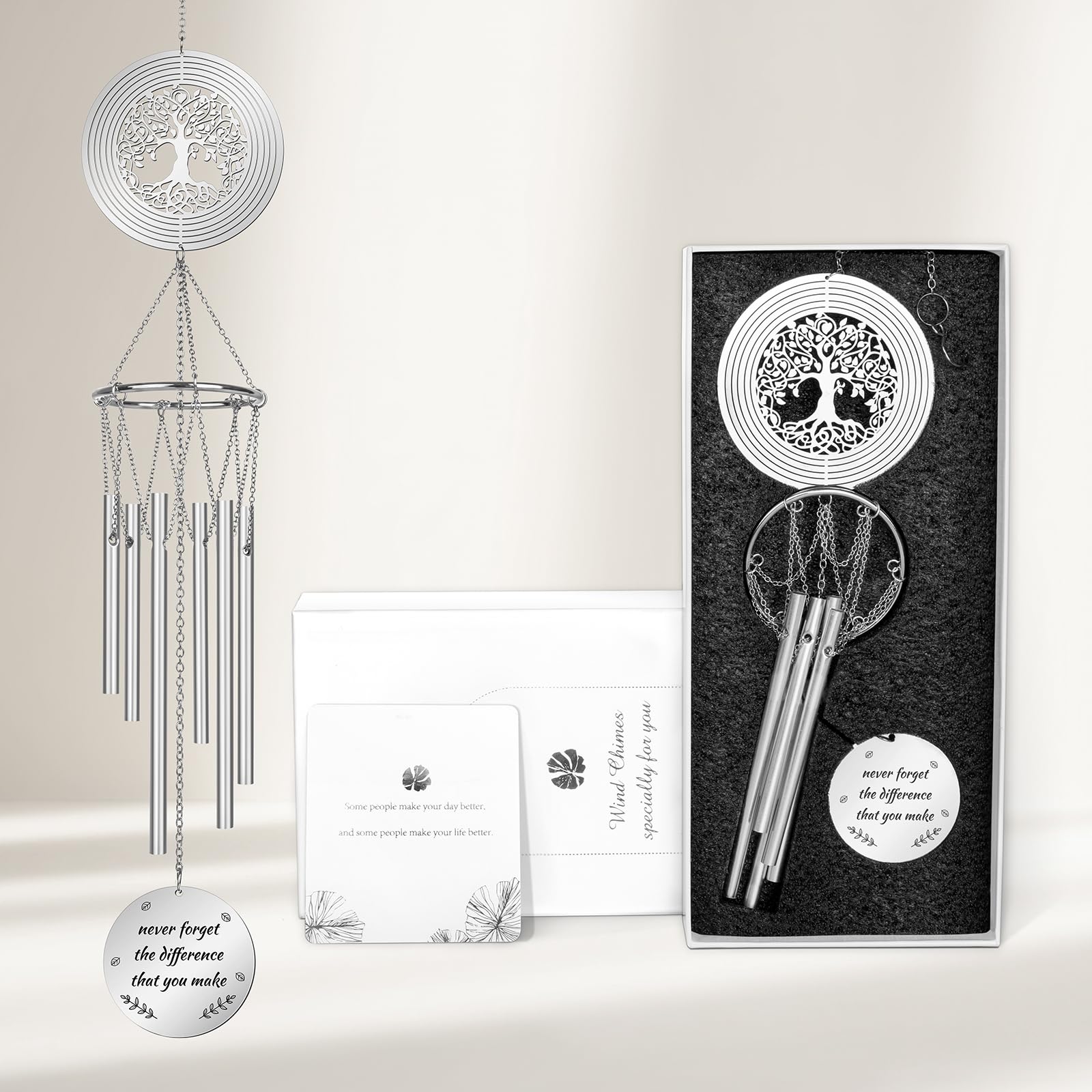 Unique Engraved Thank You Gift for Friend,Manager,Teacher,Neighbor,Family,Boss - Thank You Wind Chime for Window Hanging Decor/Outside - Sympathy Gift