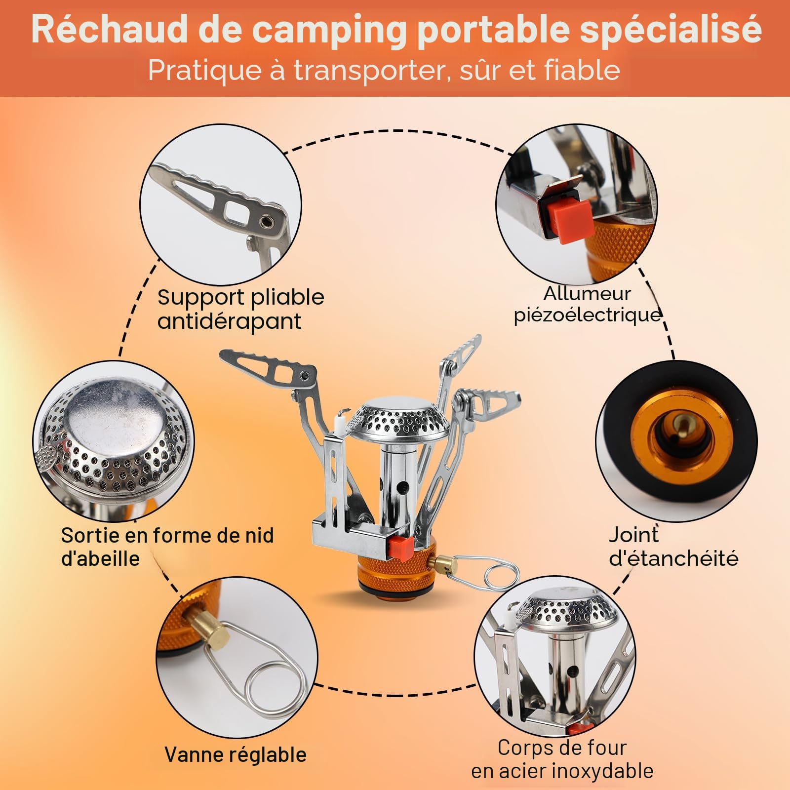 Réchaud De Camping 1200W – Portable Avec Sac De Rangement, Pour Randonnée, Pêche Et Hiver