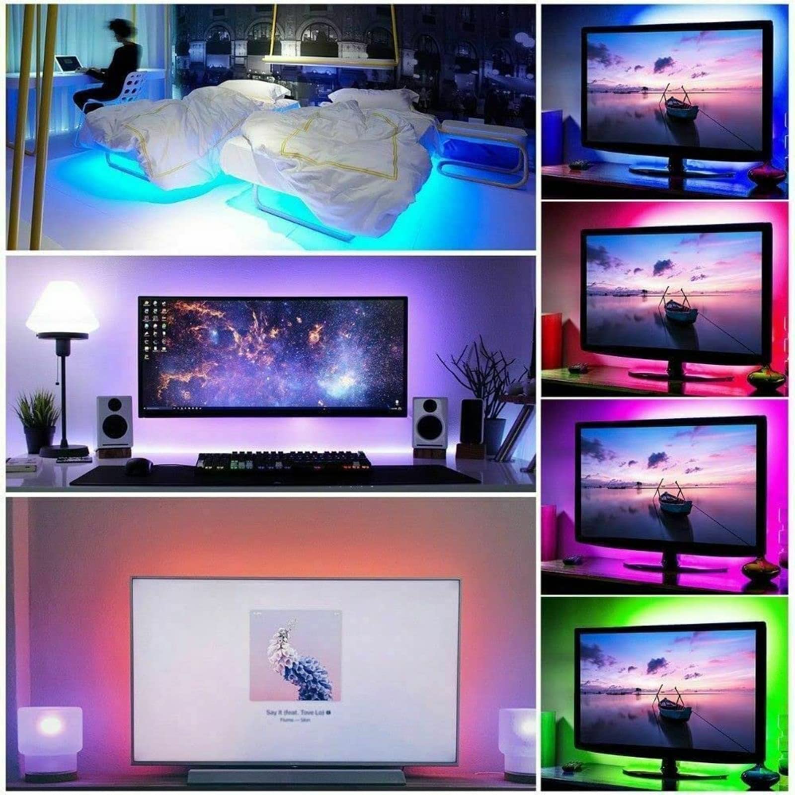 Flatware Striscia LED Flessibile RGB 30LEDs/60LEDs Alimentatore a Nastro per luci lineari Pieghevoli per la casa Fai da Te sotto la Decorazione dell'Armadio