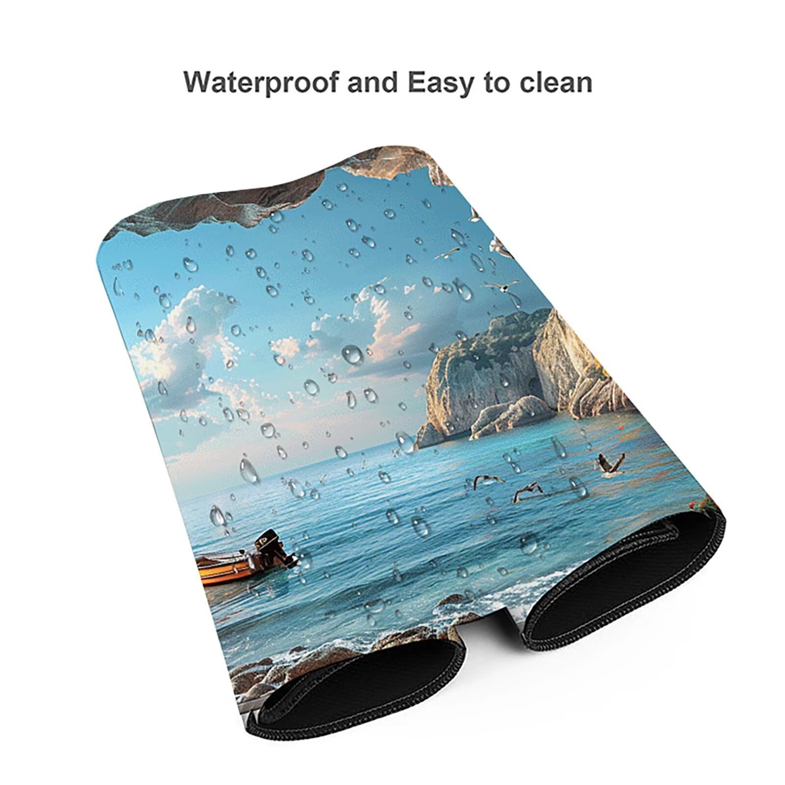Paisaje Alfombrilla Ratón Gaming XXL 1500 x 800 mm, Alfombrilla Gaming Blanco Mousepad con Base de Goma Antideslizante, Impermeable Desk Mat para Teclado y Raton, Accesorios Gaming, Regalos 0-Q
