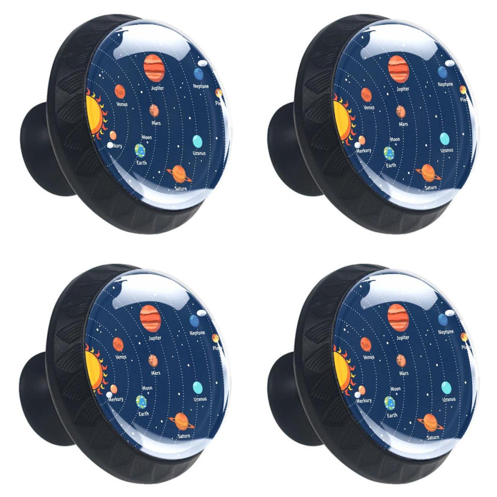 TBOUOBT 4 Pack Kitchen Cabinet Knobs Pulls, Drawer Knobs for Modern Closet Furniture Door, Cartoon Solar System Pattern Cosmic Planets