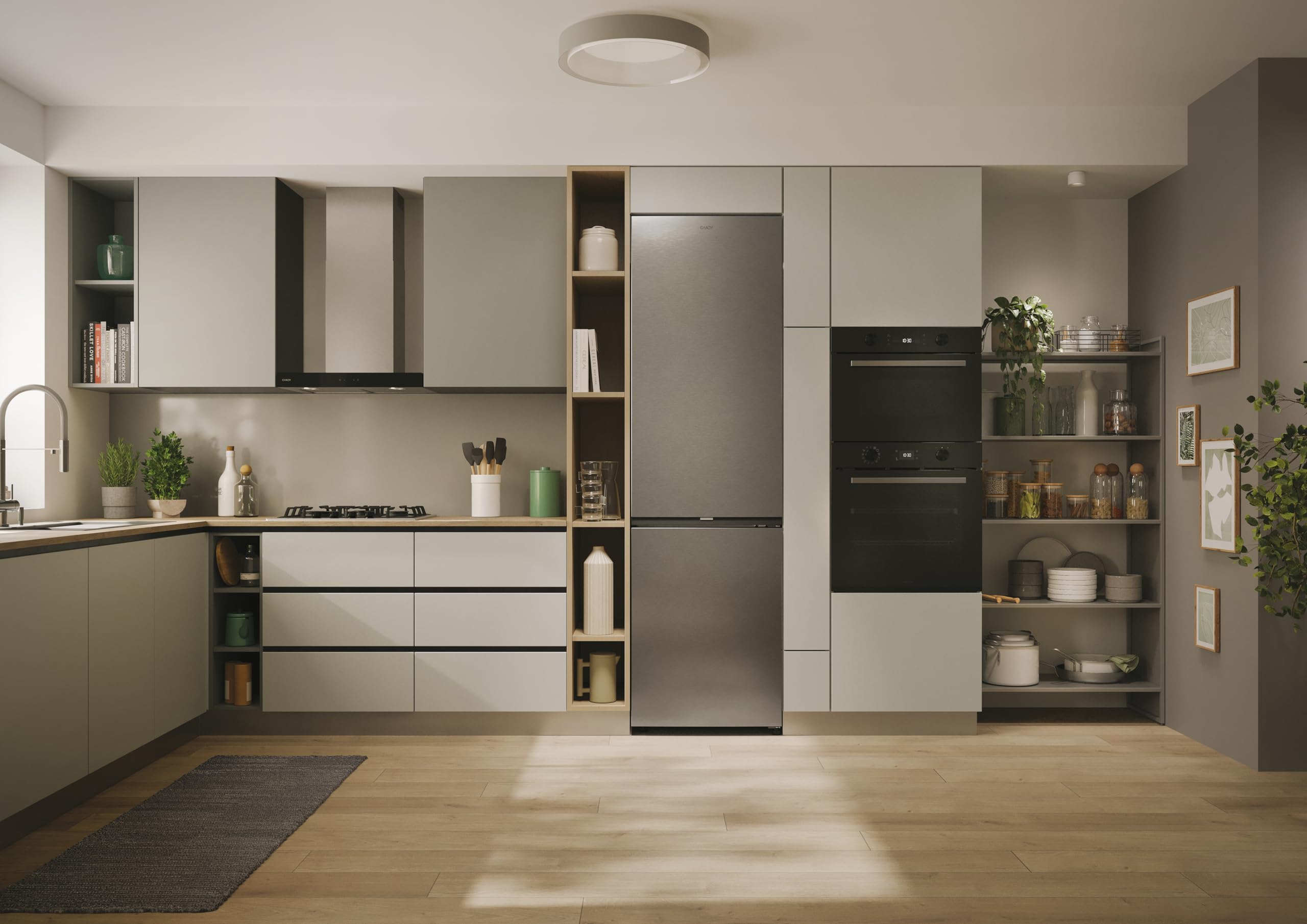 Candy - Réfrigérateur Combiné - 2 Portes - Classe Énergétique E - Technologie Total No Frost Circle+ - Inox - 289L (Frigo) + 120L (Congélateur) - 205 x 59,5 x 66,7 cm - Modèle CNCQ2T620EX