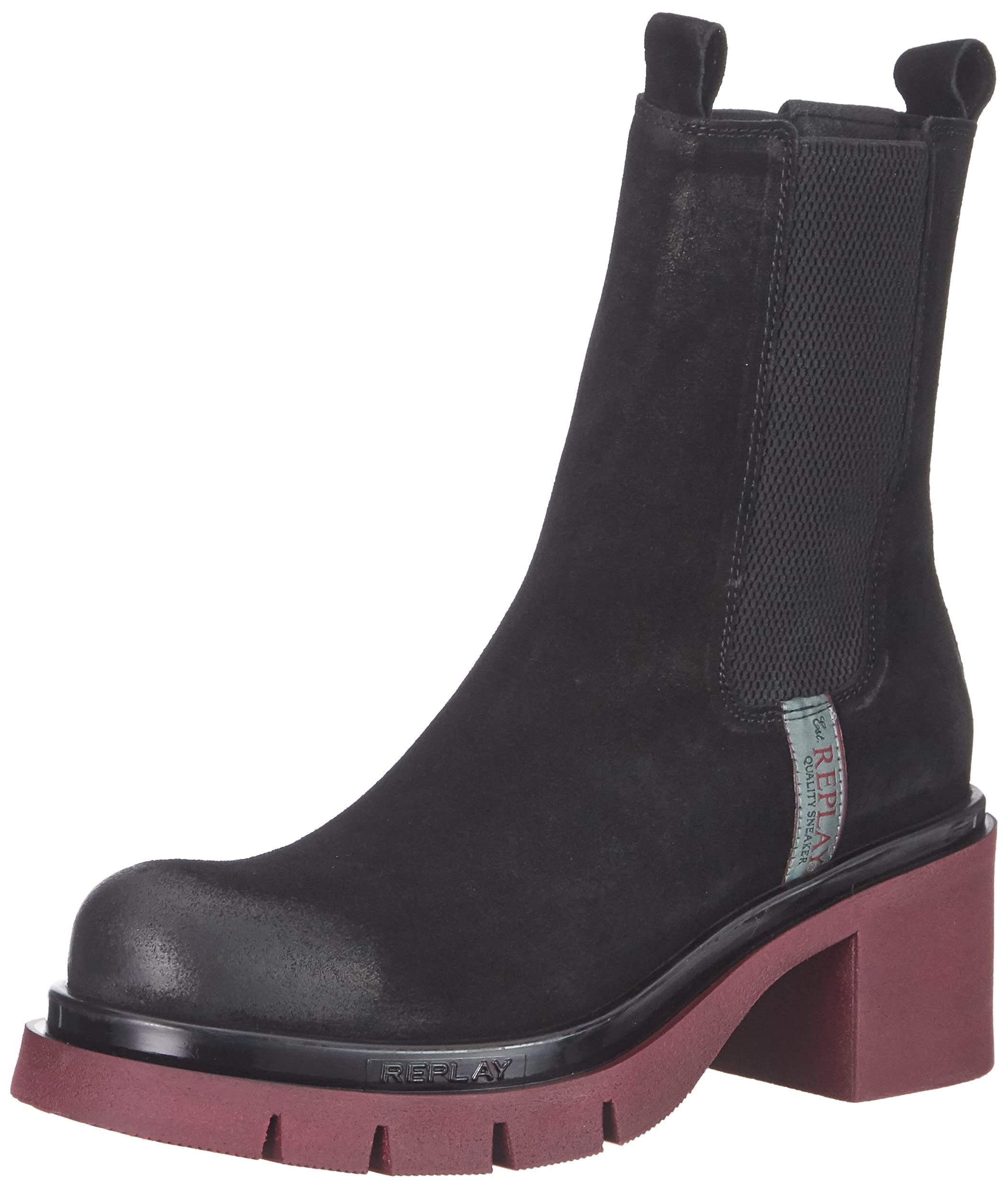 Replay Women's Avryl Suede Chelsea Boot, 003black, 6 UK