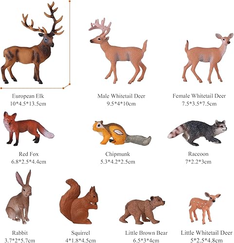 Miniatura 2 de Figuras de animales del bosque, 10 piezas de plástico de animales del bosque, proyecto científico, juguetes educativos de aprendizaje, decoración de